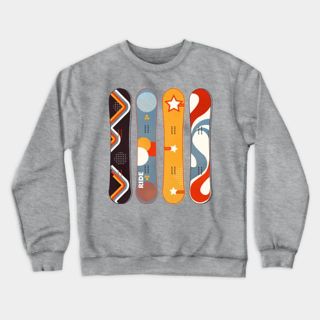 Retro Snowboards Crewneck Sweatshirt by showmemars